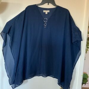 MICHAEL Michael Kors Navy Blouse with Ring Accents